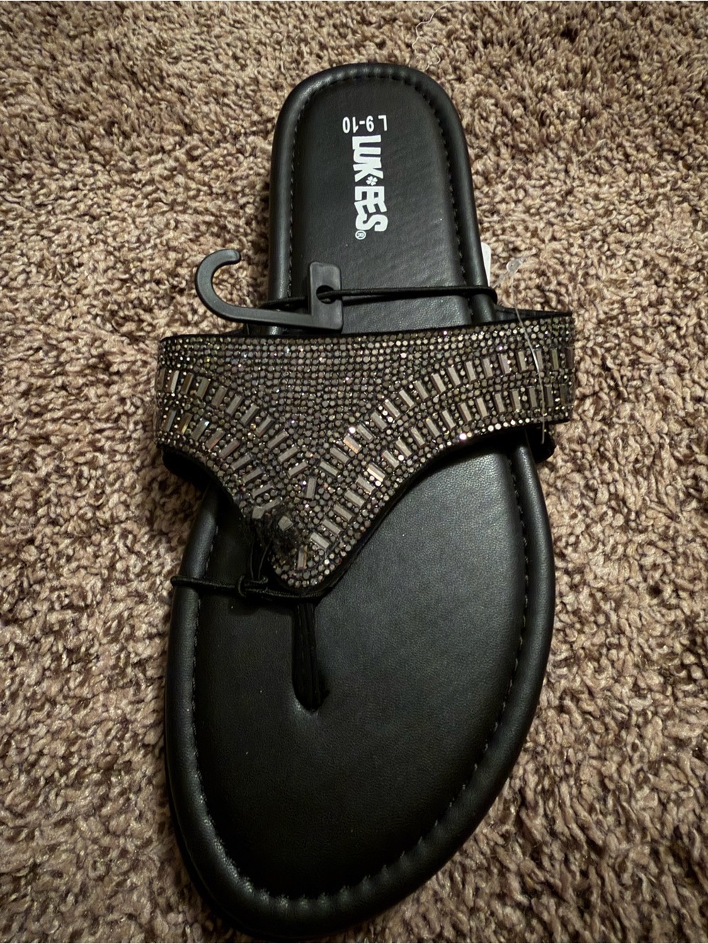 Luk-ees by Muk Luks Black Embellished Toe-Post Sandal - Black
